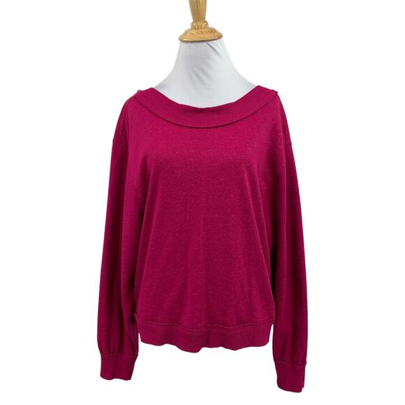 Pilcro Sweater Womens S Small Sangria Long Sleeve Cutout V Neck Pullover Knit - Picture 1 of 11